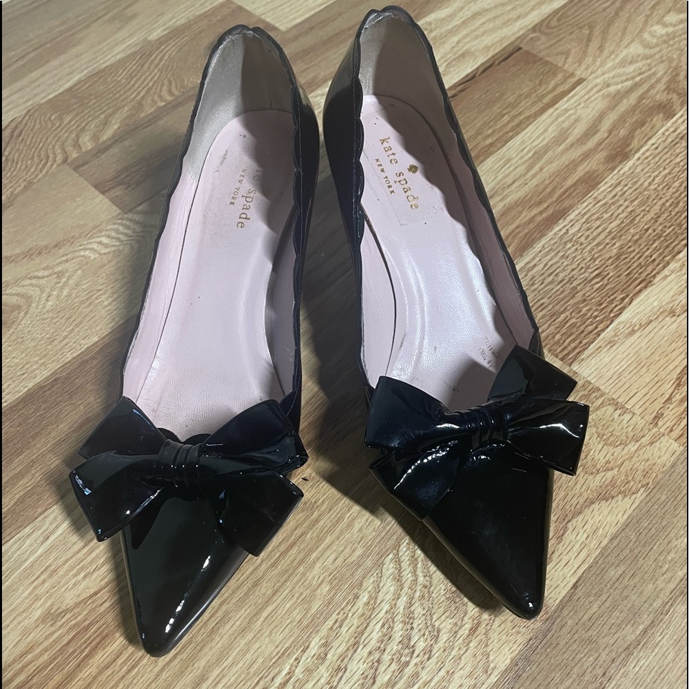 Kate Spade New York Patent leathers Black kitten heels pointed toes Sz 8B